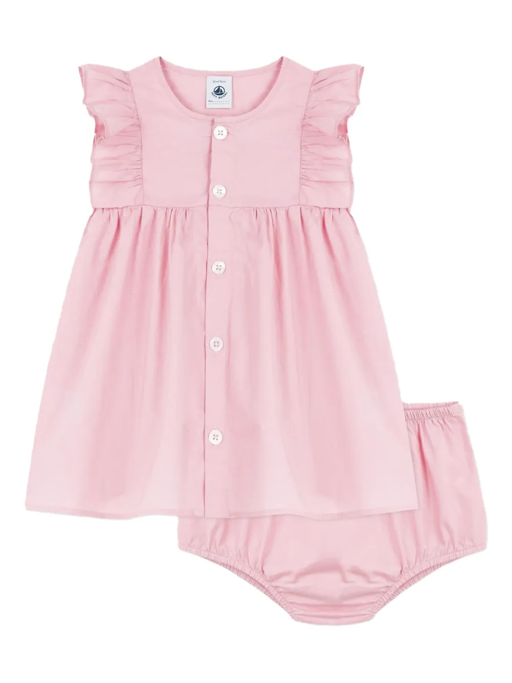 

Платье на пуговицах с оборками Petit Bateau, розовый