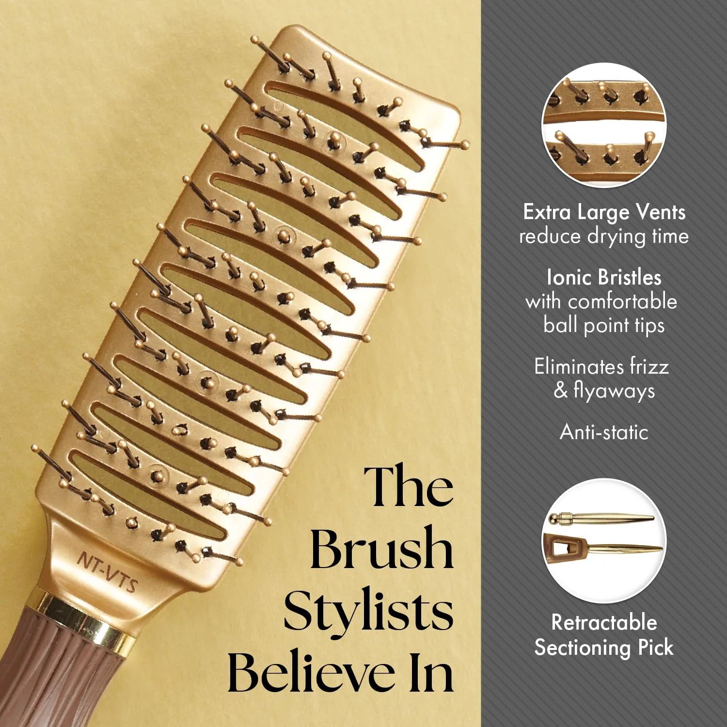 Расческа-стайлер Olivia Garden Ceramic + Ion Nano Thermic Hair Brush Сумка из 3 штук, White — фото 4