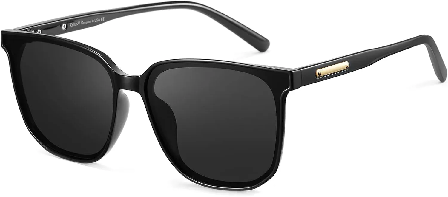 

Поляризованные солнцезащитные очки Cyxus увеличенного квадратного размера для женщин и мужчин, с защитой от УФ-излучения, оправа TR 1711, 08-black Frame-gray Lens