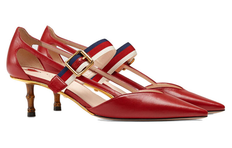 Туфли женские Gucci на каблуке, красный — фото 2