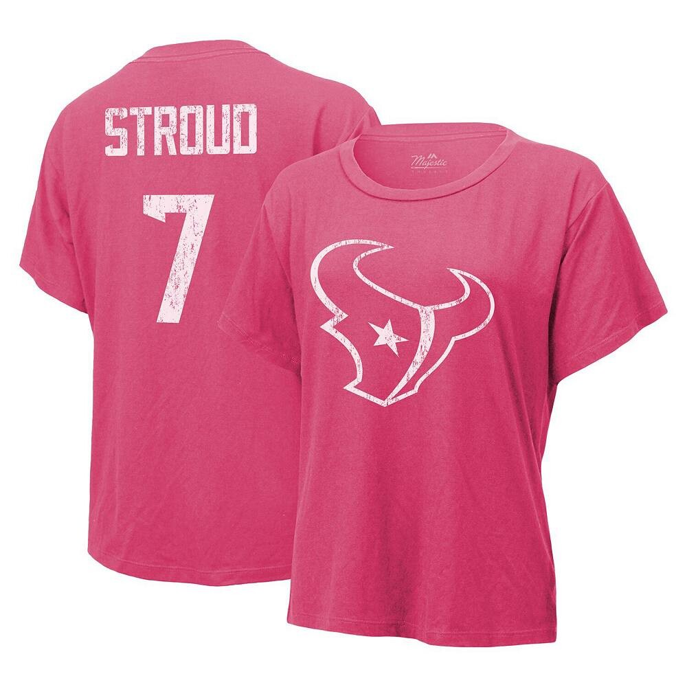 

Женские нитки Majestic C. Розовая футболка Stroud Houston Texans с именем и номером, цвет Txs Pink