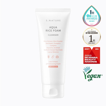 Гель для умывания S.Nature — Aqua Rice Foam Cleanser Очищающее средство для лица с экстрактом риса и рисовой пудрой — фото 3
