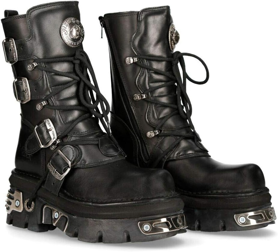 Новые унисекс ботинки New Rock M.373-S4 металлический черный, 100% кожа, готические байкерские Эмо модные реакторные ботинки — фото 2