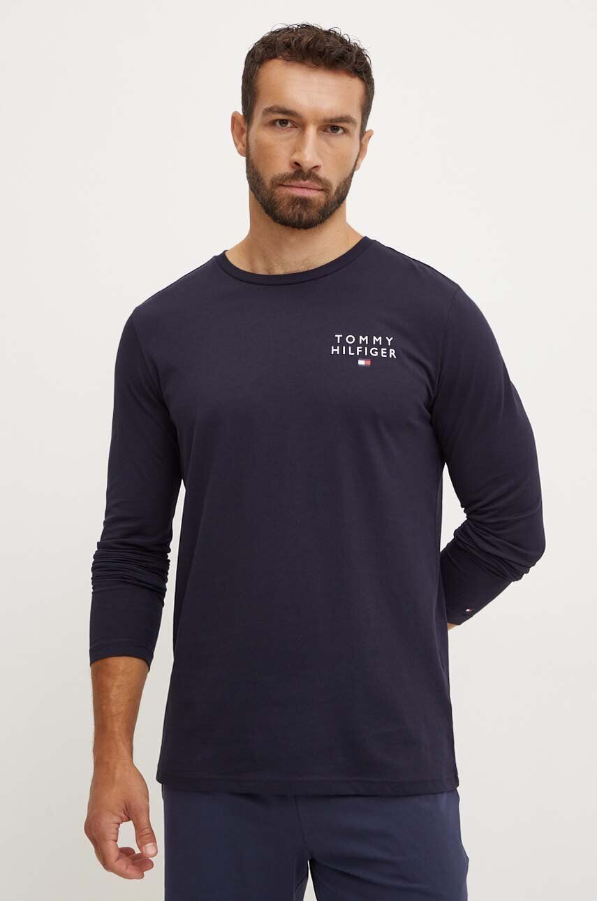 

Хлопковая домашняя рубашка с длинными рукавами Tommy Hilfiger, темно-синий