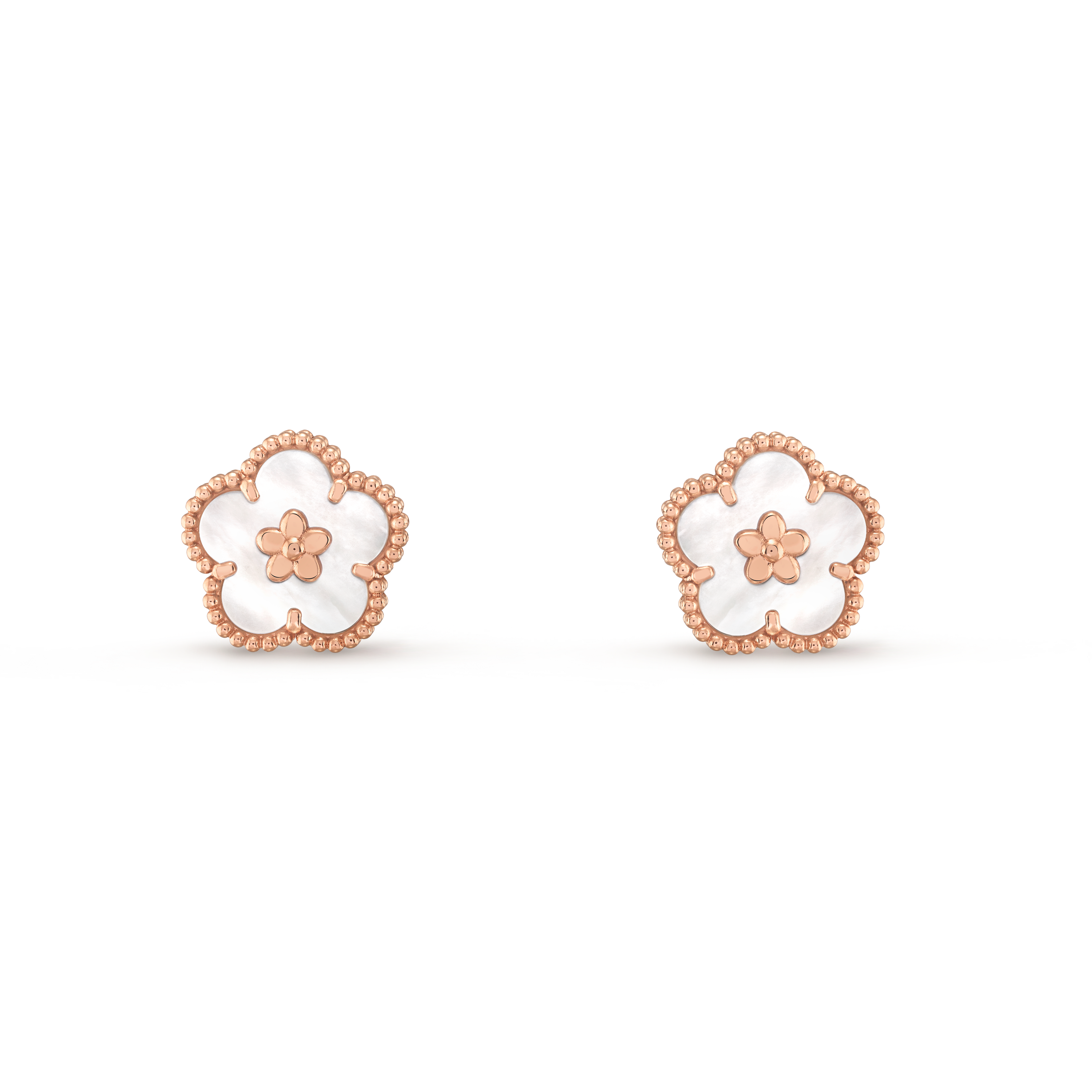 

Серьги Van Cleef & Arpels Lucky Spring, plum blossom, 18-ct розовое золото, перламутр