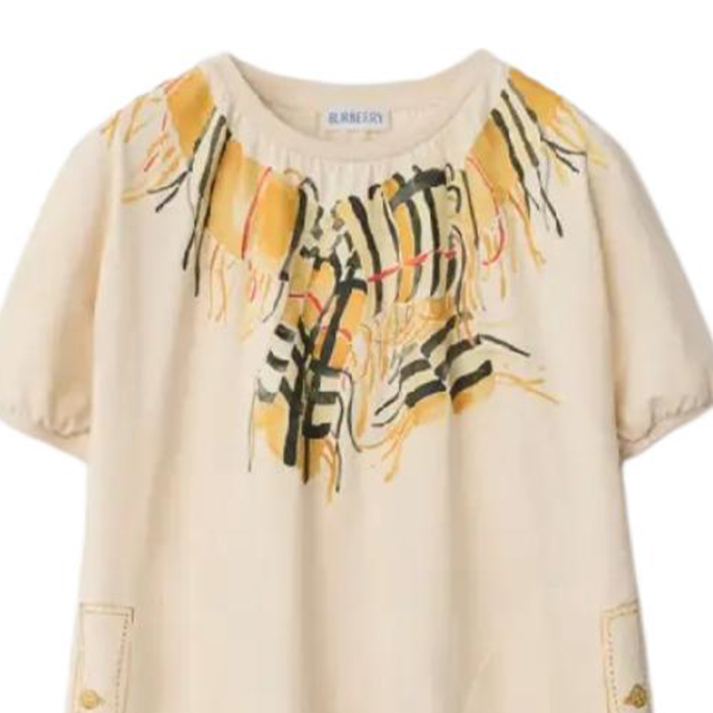 Детское платье с круглым вырезом, средней длины Burberry, sand — фото 4