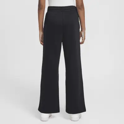 Брюки Nike Sportswear Club Fleece Girls' Wide-Leg Pants, черный/белый — фото 2