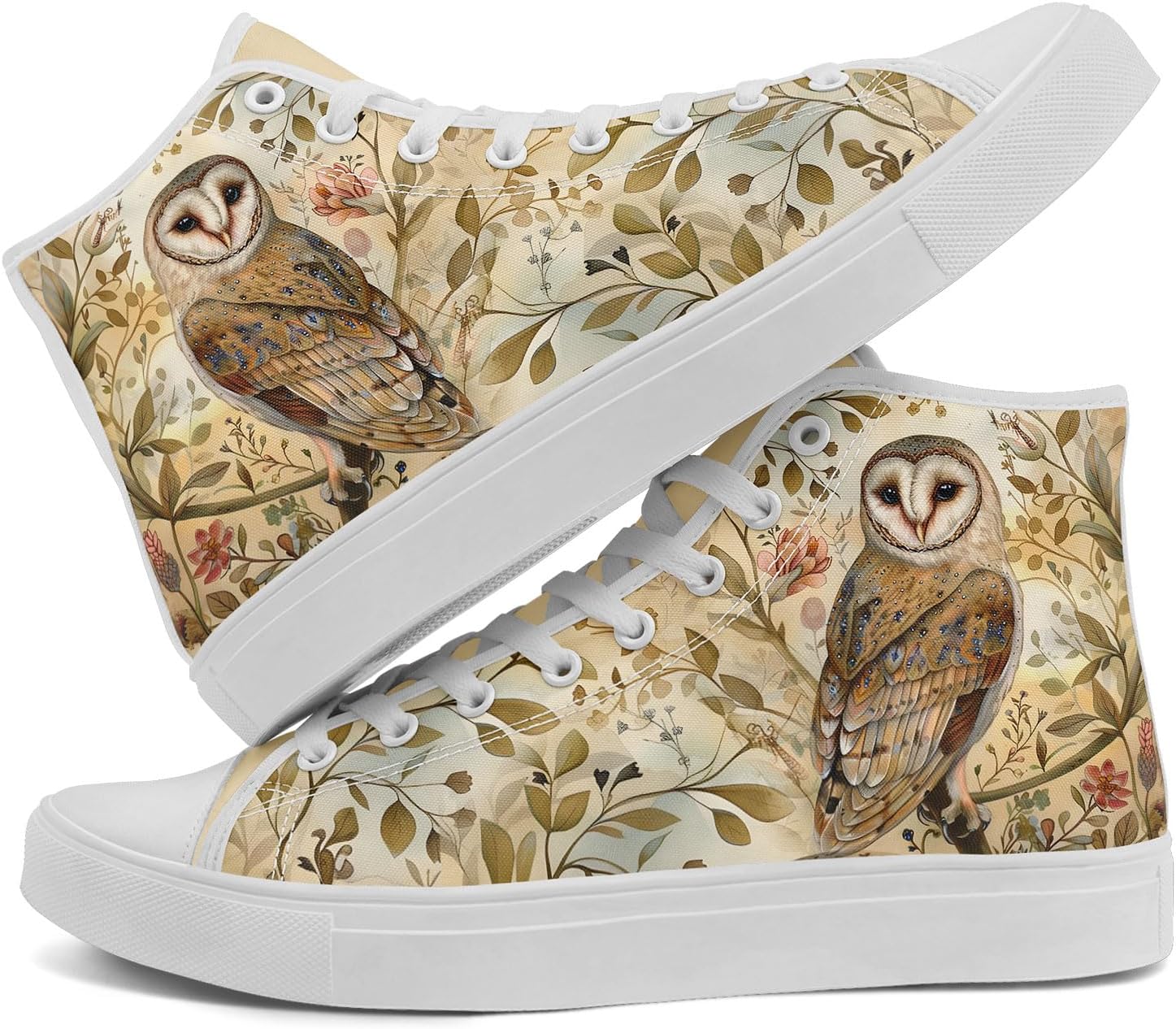 

Кроссовки на высокой подошве для женщин AWSOLE из холщовой ткани с принтом для мужчин с милыми лесными животными, легкие, дышащие, стильные, плоские, повседневные shoes, белый/оранжевый/коричневый/бежевый
