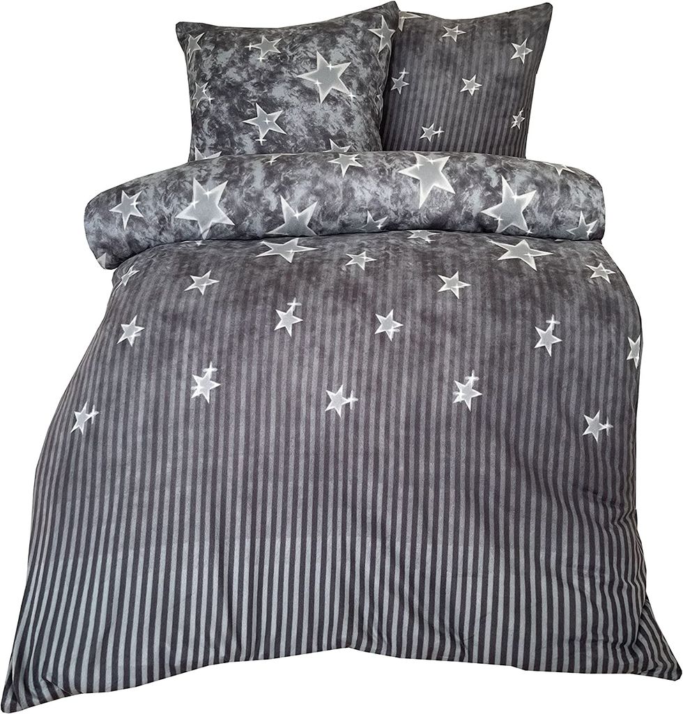 

Постельное белье Stars 240x220 см galaxy grey зима флис термофлис двуспальная кровать One-Home