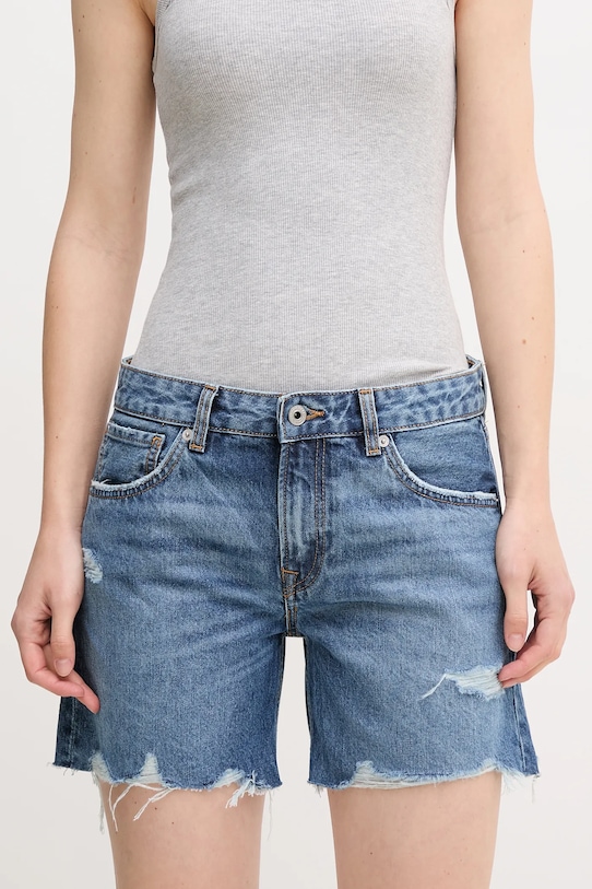 

Хлопковые джинсовые шорты REGULAR SHORT MW DISTRESSED Pepe Jeans, синий