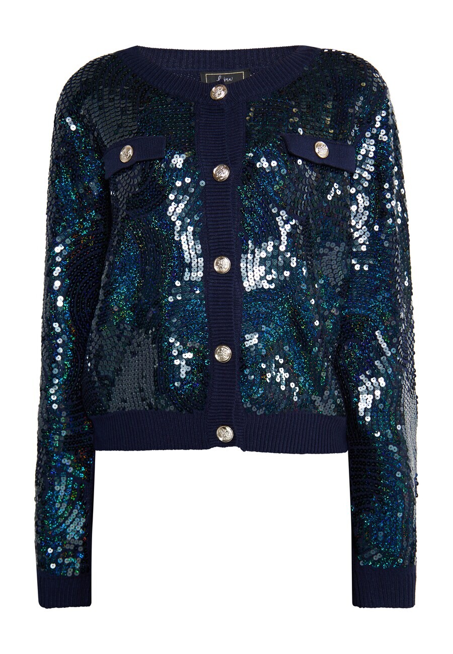 

Вязаный кардиган faina Knit Cardigan Minya, морской синий