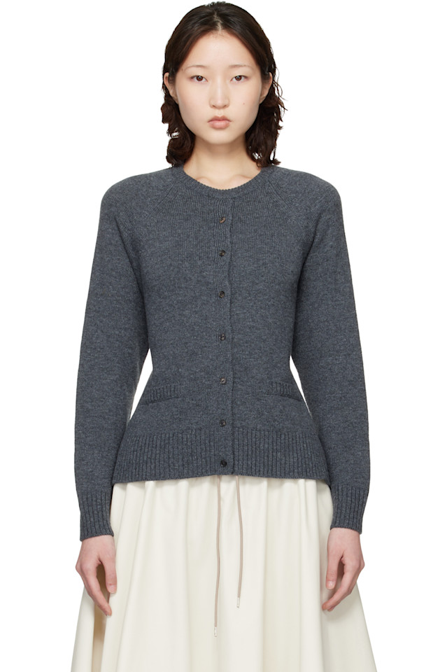 

Cordera Серый кардиган из мериносовой шерсти с открытой спиной