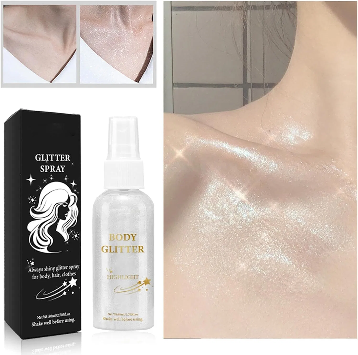 Спрей с блестками для тела и волос, 80 мл — фото 2