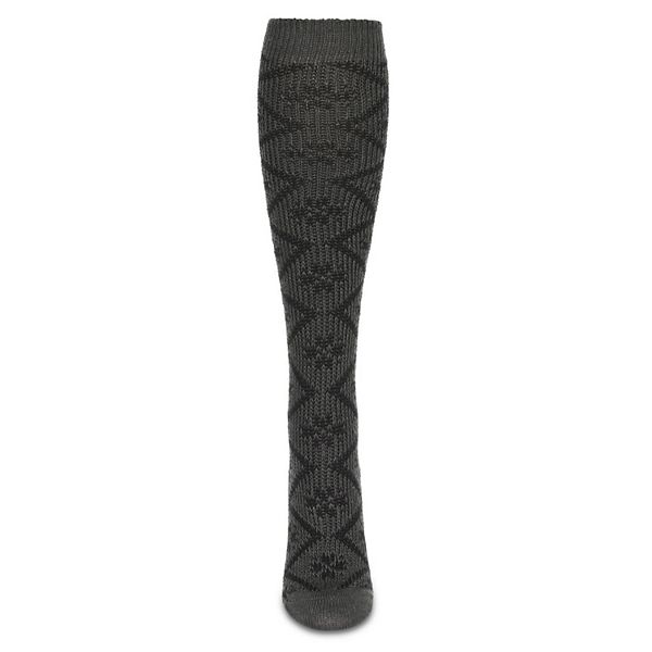 

Женский высокий носок с ажурным узором в виде ромбов Memoi, Dark Gray Heather