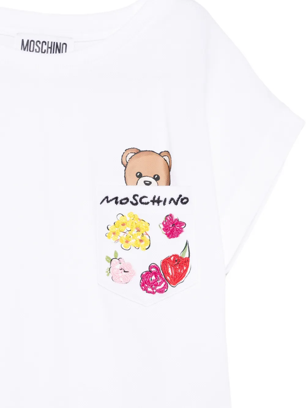 Футболка с изображением плюшевого мишки Moschino Kids, белый — фото 3