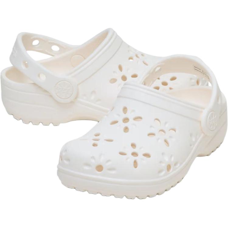 Crocs Классические клоги антискользящие износостойкие низкие детские туфли white для малышей — фото 4