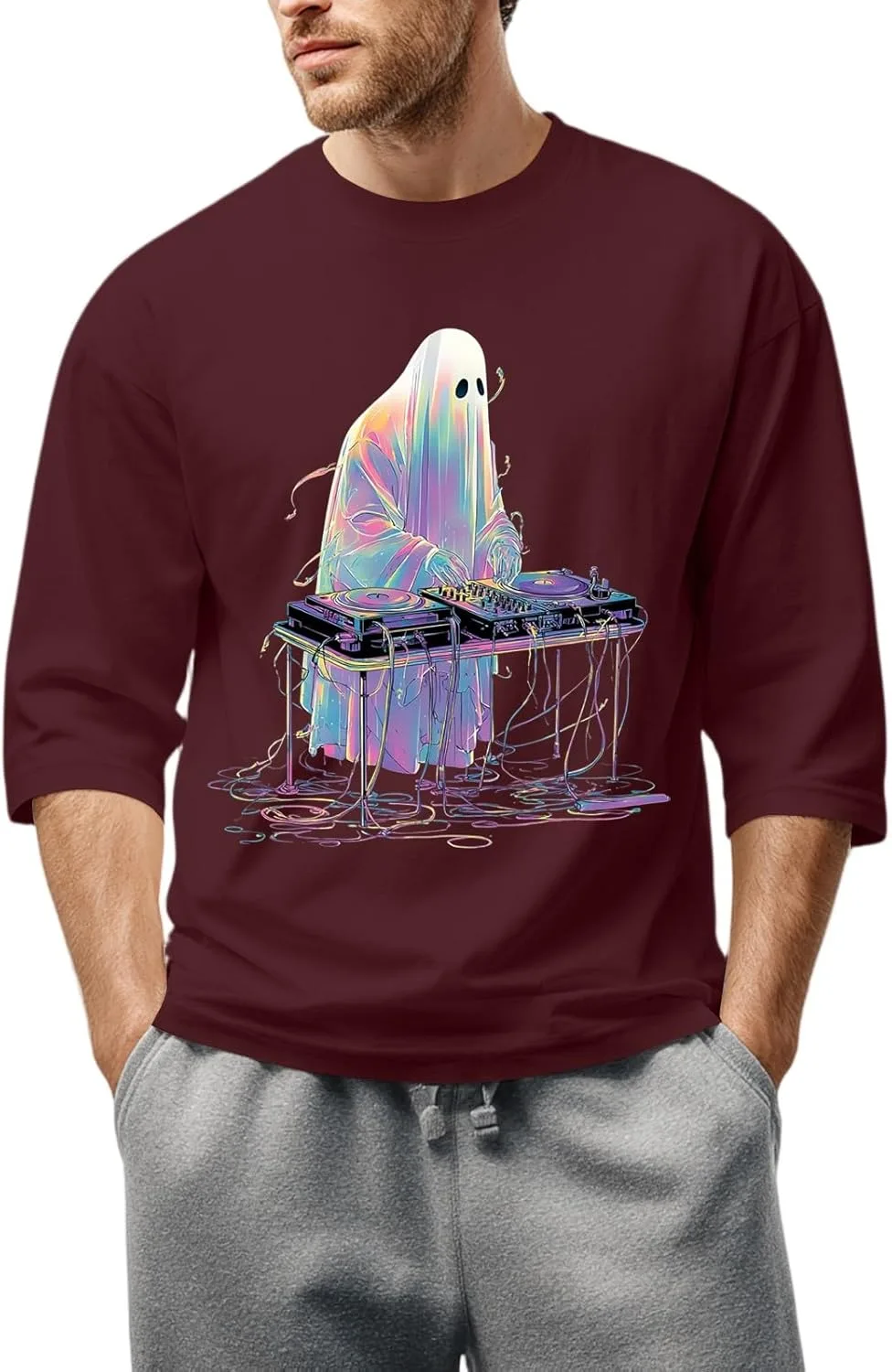 

Футболка для мужчин с 3/4 рукавом и 2D принтом FQZWONG