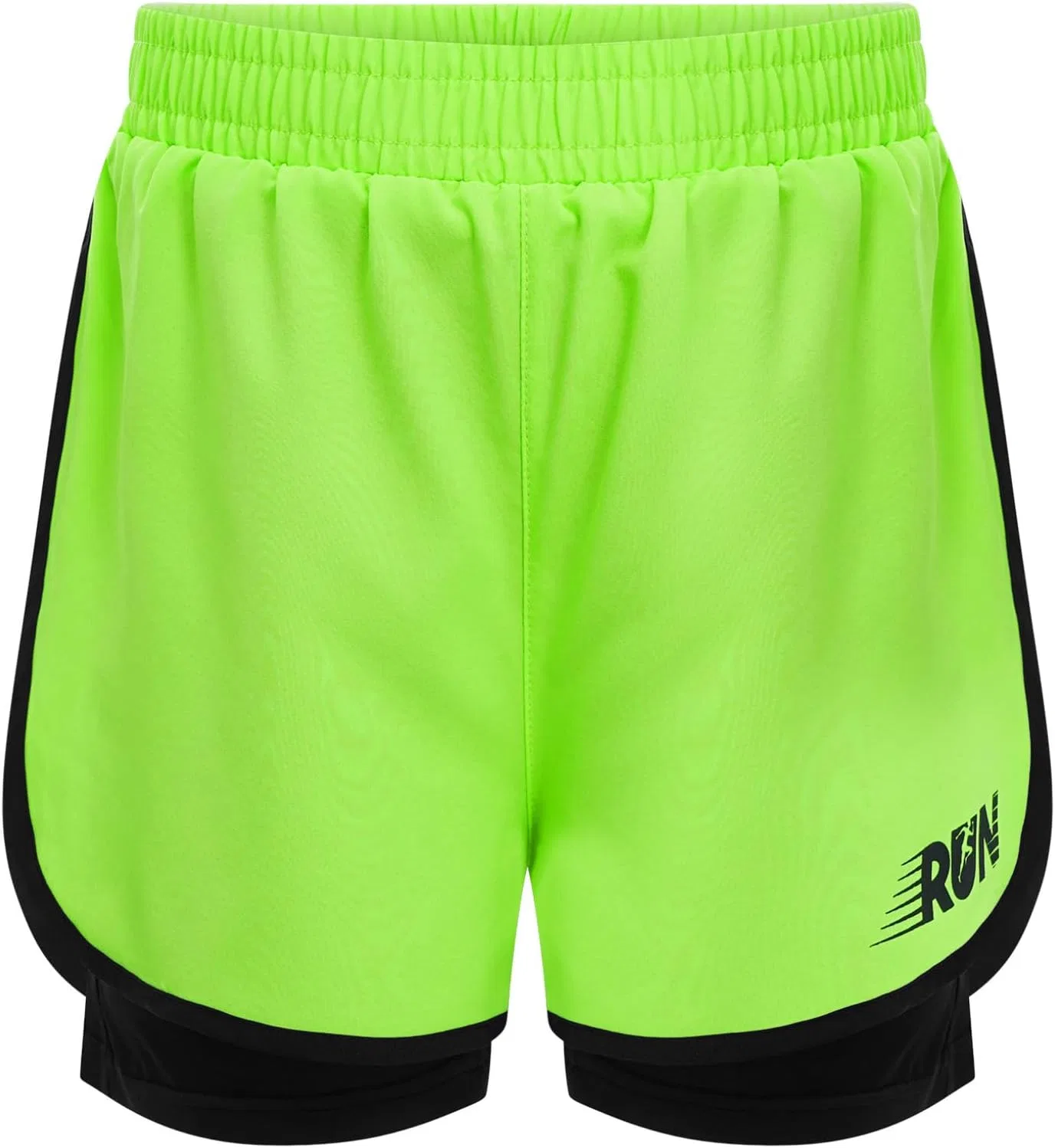 Спортивные шорты для мальчиков YEAHDOR, 2-в-1, с компрессионным слоем, Fluorescent Green — фото 3