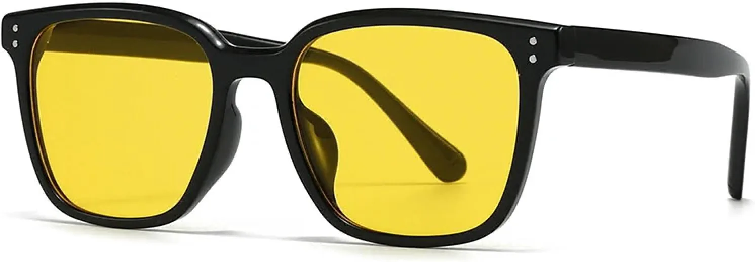 

Модные солнцезащитные очки для женщин, защита от УФ-излучения UV400, ретро, ​​с заклепками, мужские, желто-зеленые, защита от УФ-излучения UV400 VFDHN, Black Yellow