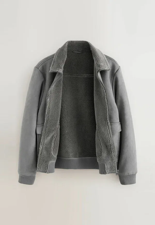 Куртка Regular fit из искусственной кожи Next, цвет угольно-серый — фото 2