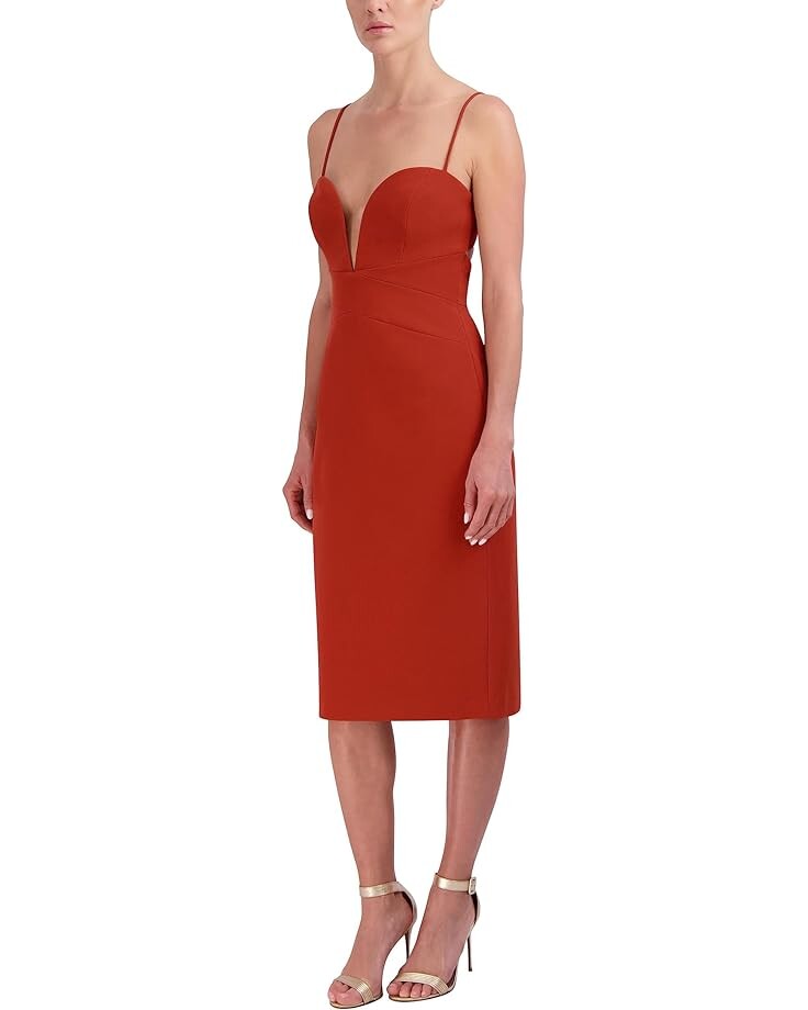 

Платье BCBGMAXAZRIA Stretch Double Face Crepe, цвет Red Ochre