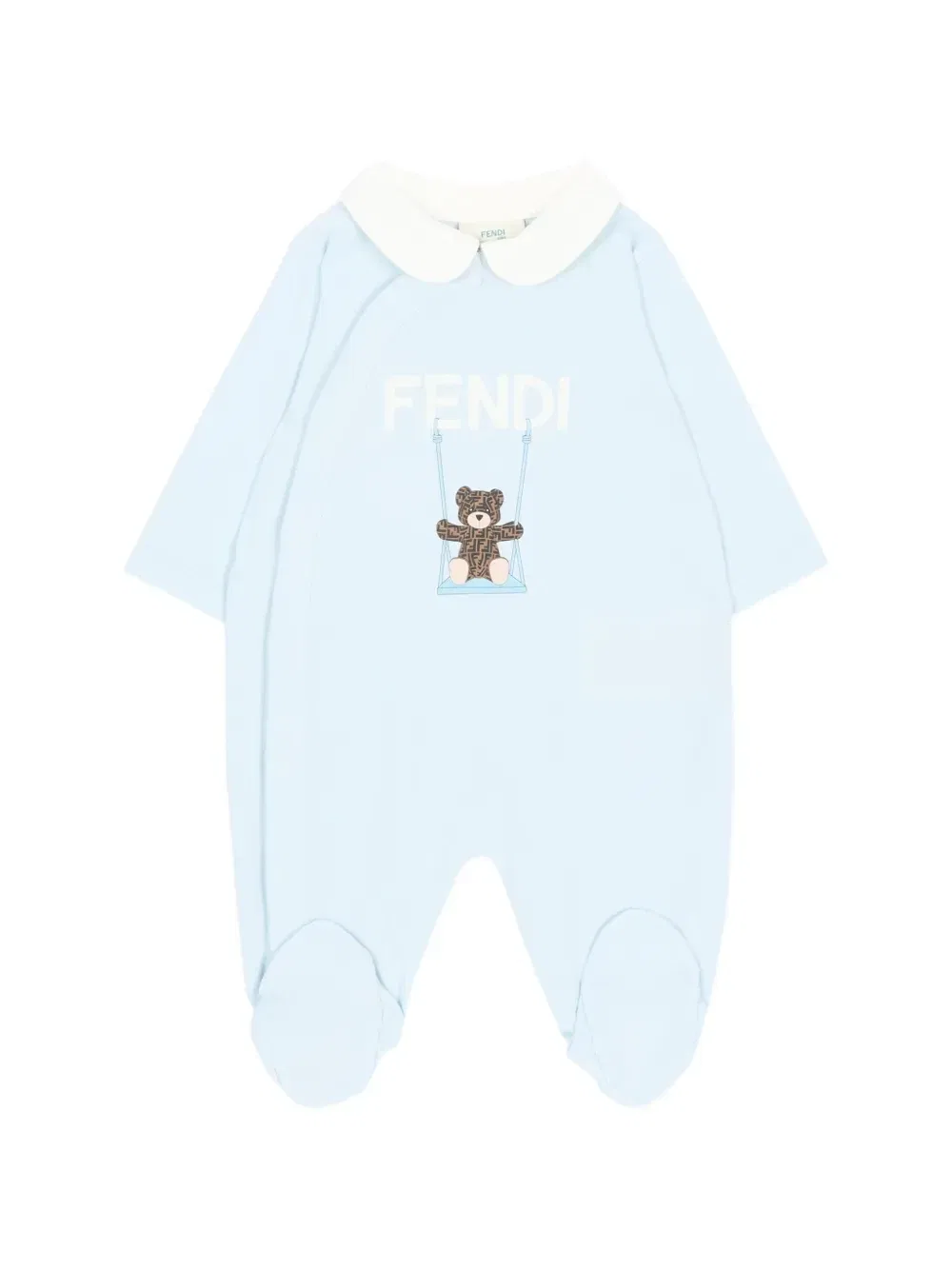 Комплект детской одежды с принтом медведя (из трех предметов) FENDI KIDS, синий — фото 2
