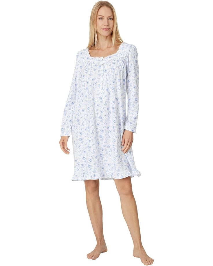 

Платье Eileen West Long Sleeve Cotton Knit Short Gown, цвет White Ground Floral