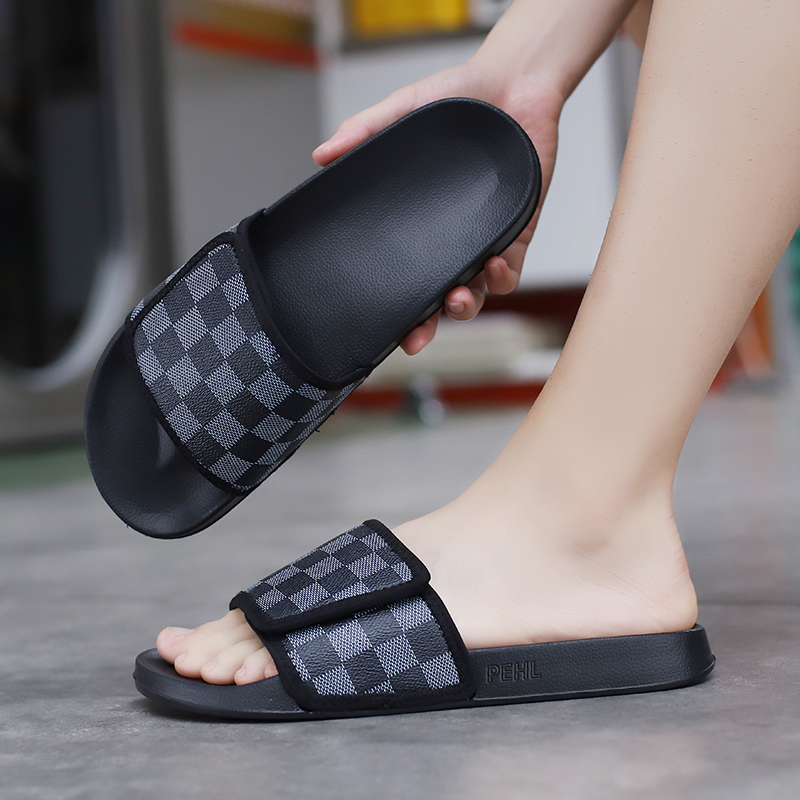 PEHL Сланцы Slide Slippers мужские черная клетка/белая клетка — фото 4