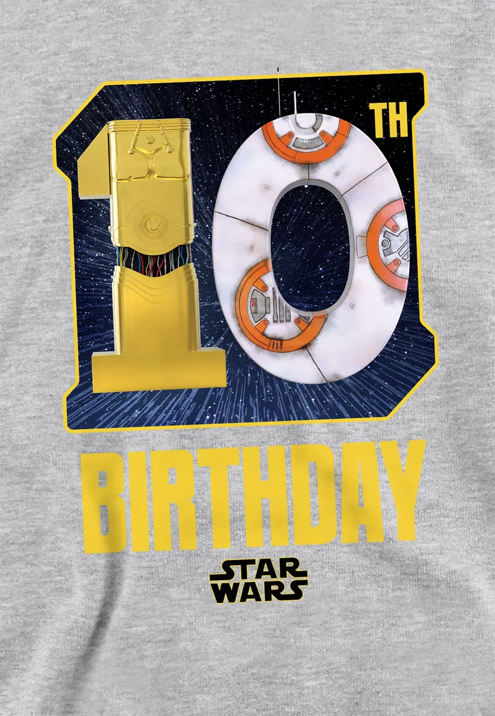 Детский худи с принтом C-3PO и BB-8, Disney, серый — фото 2