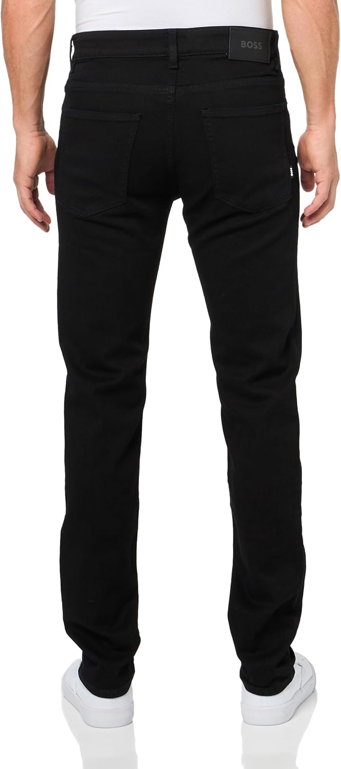 BOSS Мужские черные джинсы Slim Fit из эластичного хлопка, Black Midnight — фото 2