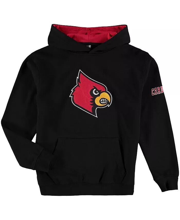 

Черный пуловер с капюшоном и большим логотипом Big Boys Louisville Cardinals Stadium Athletic