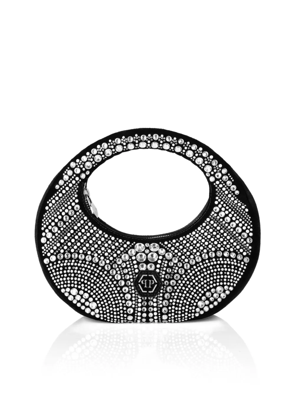 

Средняя круглая сумка-тоут с мозаикой и стразами Philipp Plein, черный