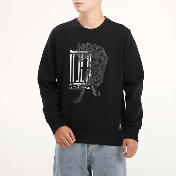 Толстовка wuji graphic sweatshirt 'black white' Adidas, черный — фото 3