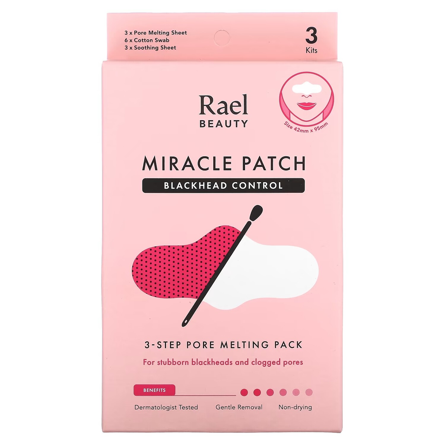 

Маска для смягчения пор Rael, Inc. Beauty Miracle Patch трехэтапная, против черных точек