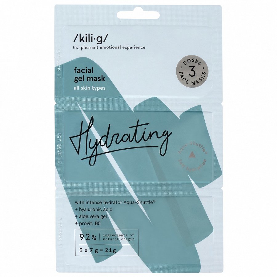 

Интенсивно увлажняющая гелевая маска для лица hydrating intensively hydrating facial gel mask Kilig, 3 x 7 мл