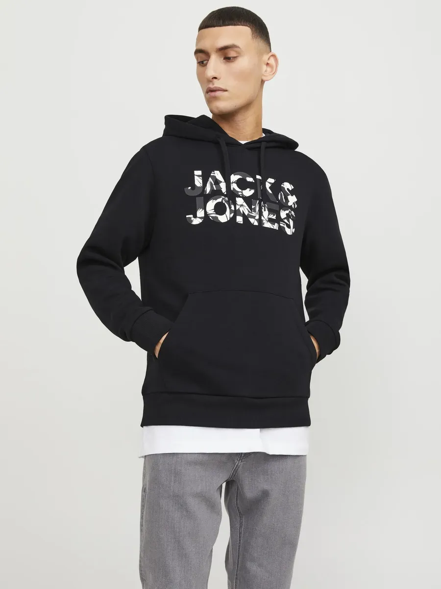 

Толстовка Jack & Jones с капюшоном "JJEJEFF CORP LOGO SWEAT HOOD LN", черный