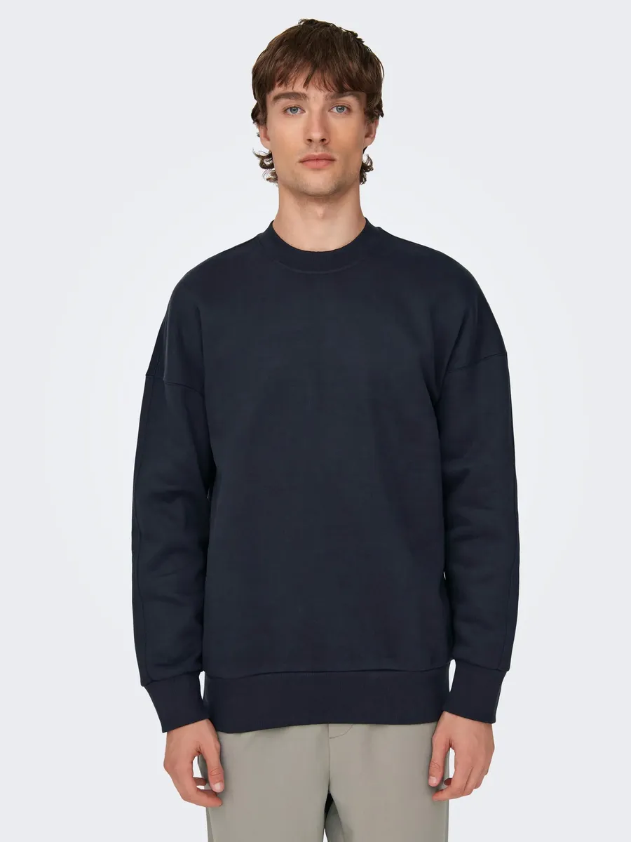 

Толстовка ONLY & SONS "ONSDAN LIFE RLX HEAVY SWEAT CREW NOOS", синий