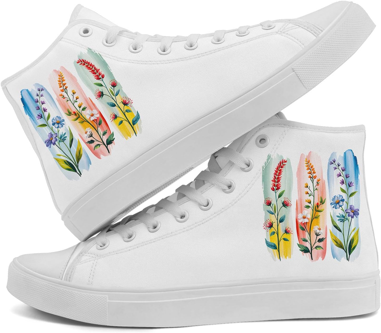 

Женские высокие кеды из холщовой ткани AWSOLE Sunflower с цветочным принтом, шнуровкой, плоской подошвой, дышащие повседневные прогулочные кроссовки, белый/синий/зеленый/оранжевый/розовый