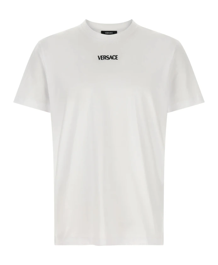 

Вышитая облегающая футболка из хлопкового трикотажа. Versace, белый