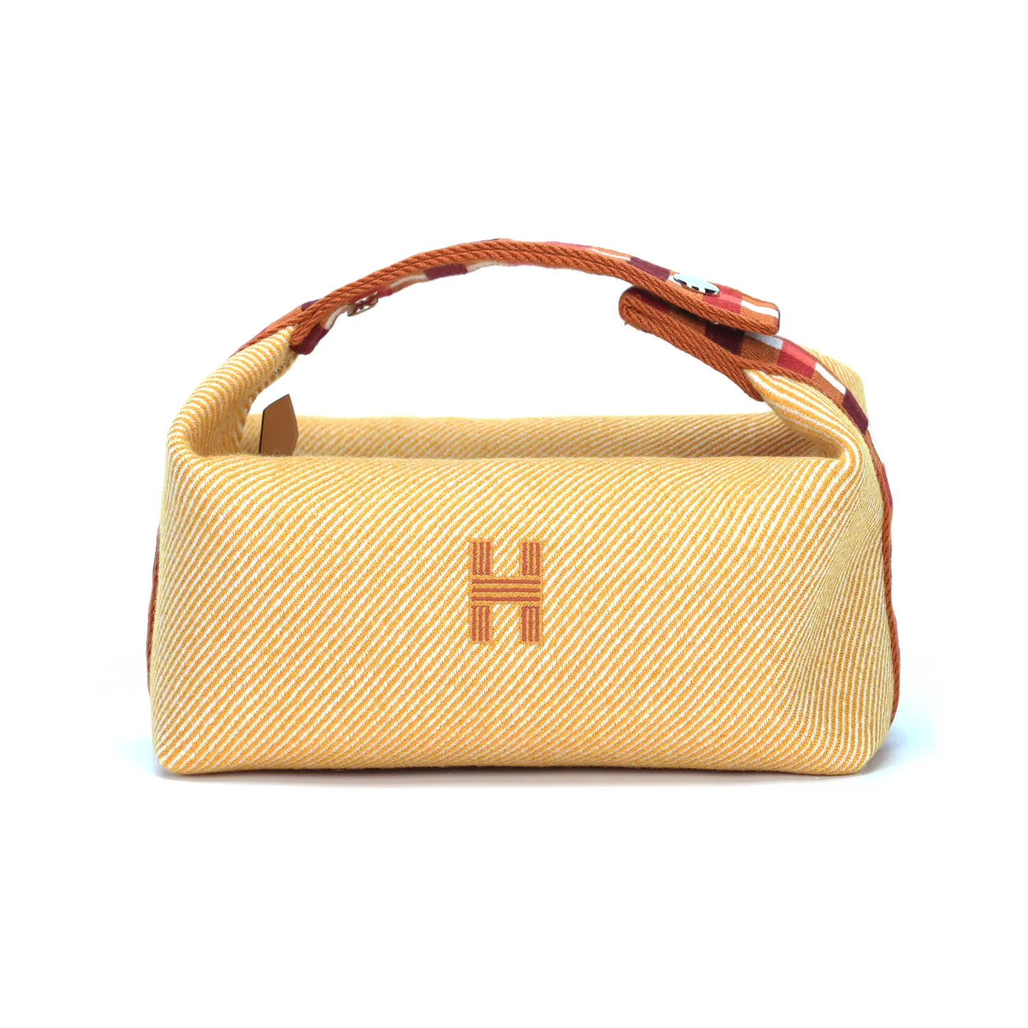 

HERMES Шерстяная сумка для хранения Bride-a-Brac, косметички, маленькие, унисекс, светло-желтые, умбровая