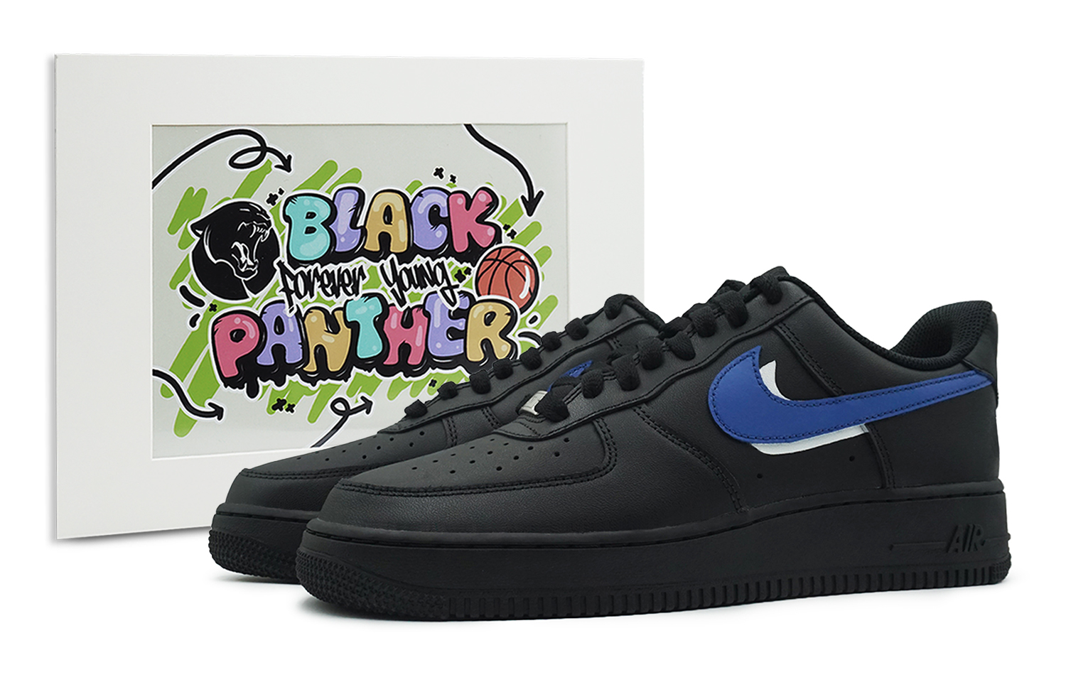 

Кроссовки Nike Air Force 1 Skateboarding Shoes Women's Low-top Black/Blue, черный