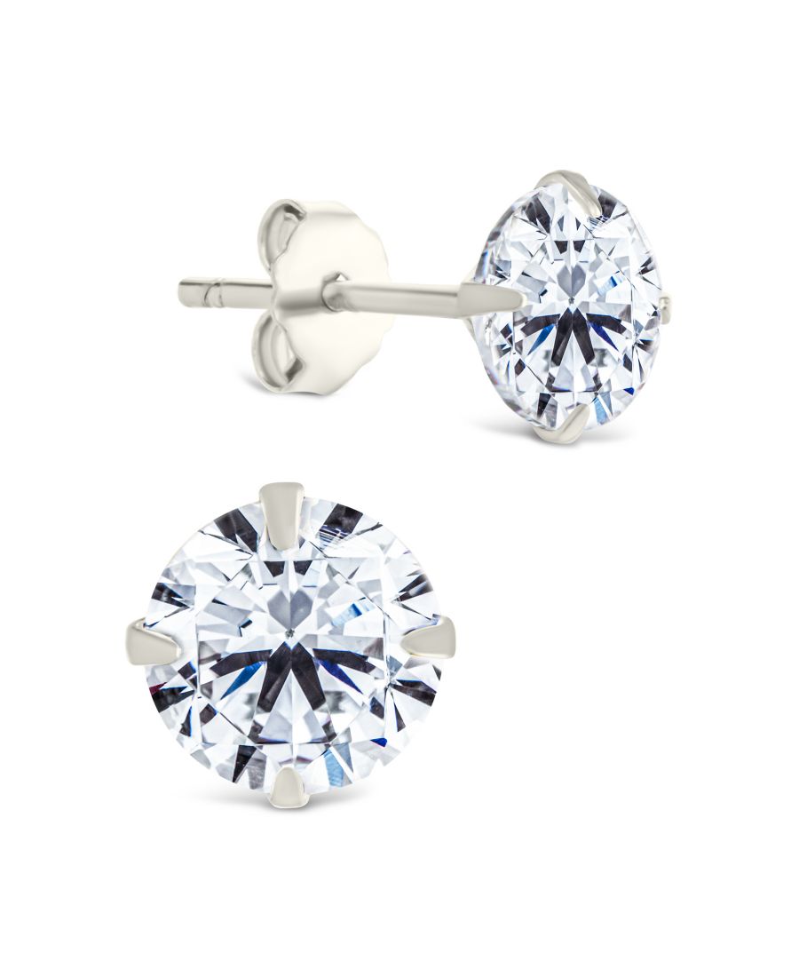 

Серьги-гвоздики из стерлингового серебра с круглой огранкой и закрепкой зубцами Sterling Forever, Silver