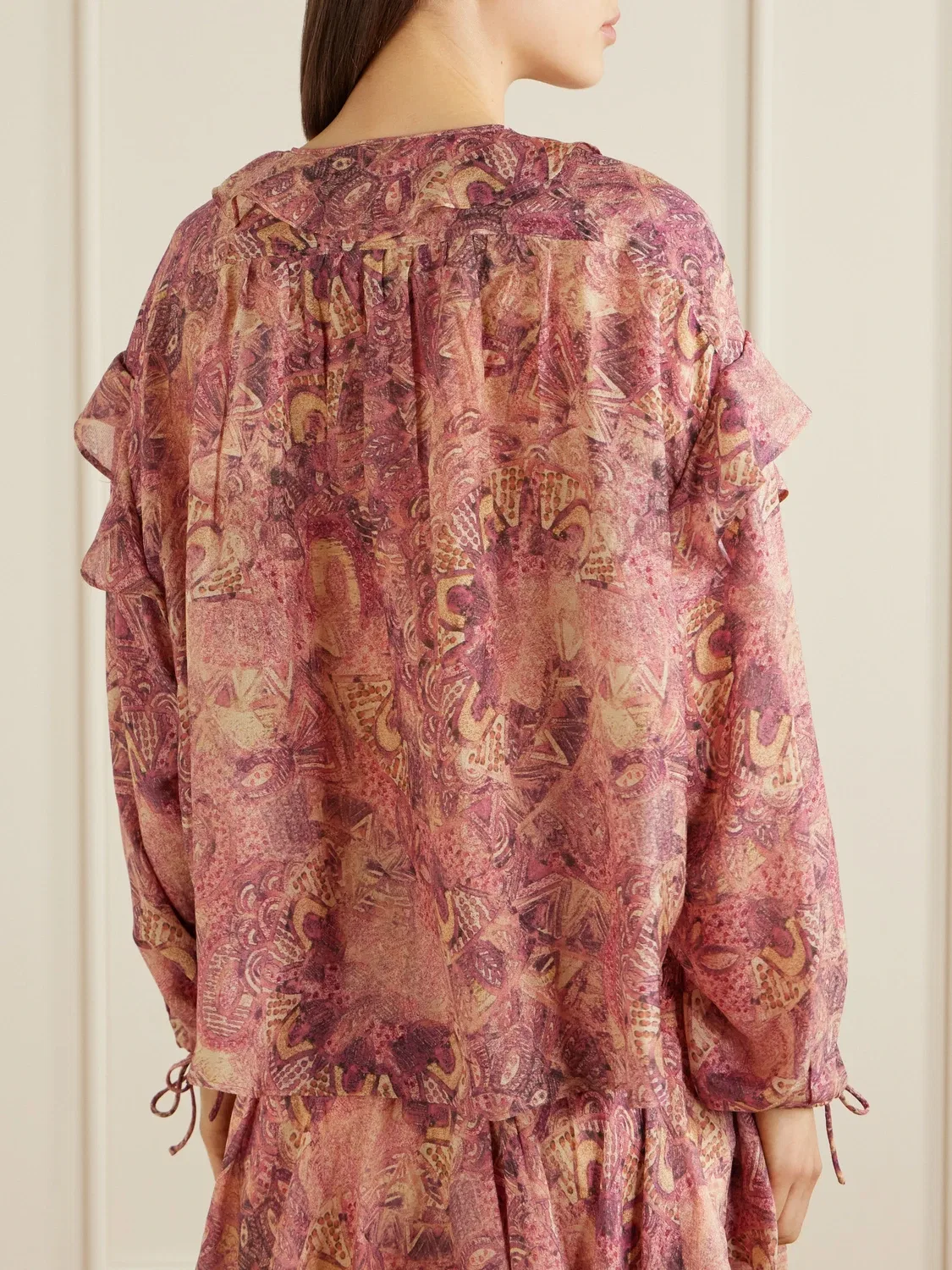 Блузка Charis из шелкового шифона ISABEL MARANT, розовый — фото 4