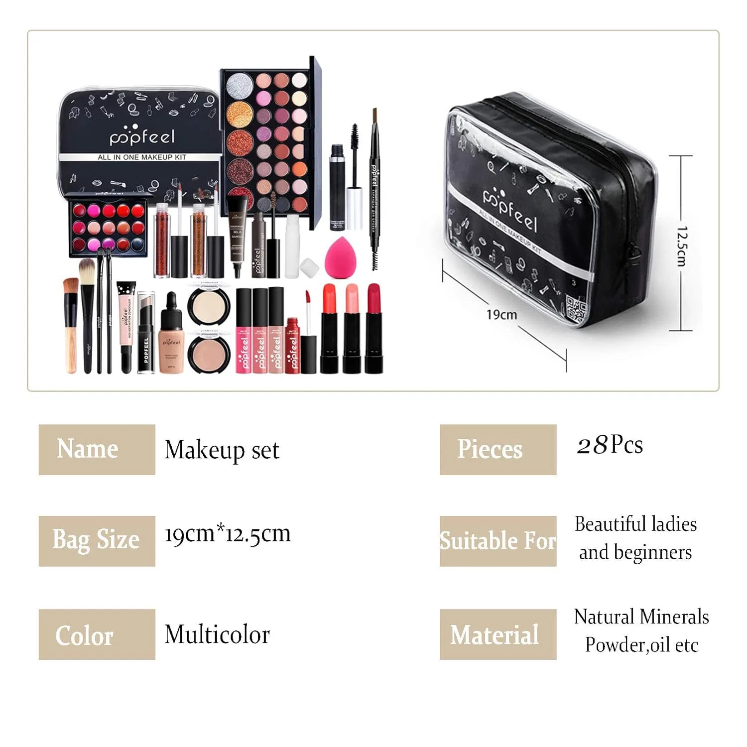 Набор косметики для девочек RoseFlower в дорожной сумке Roseflower, Makeup Set #28 - 28 Pieces — фото 2