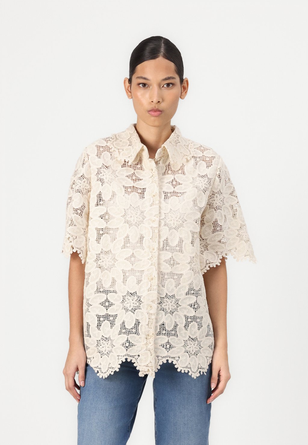 

Блузка на пуговицах ARI GUIPURE SHIRT Malina, песочный