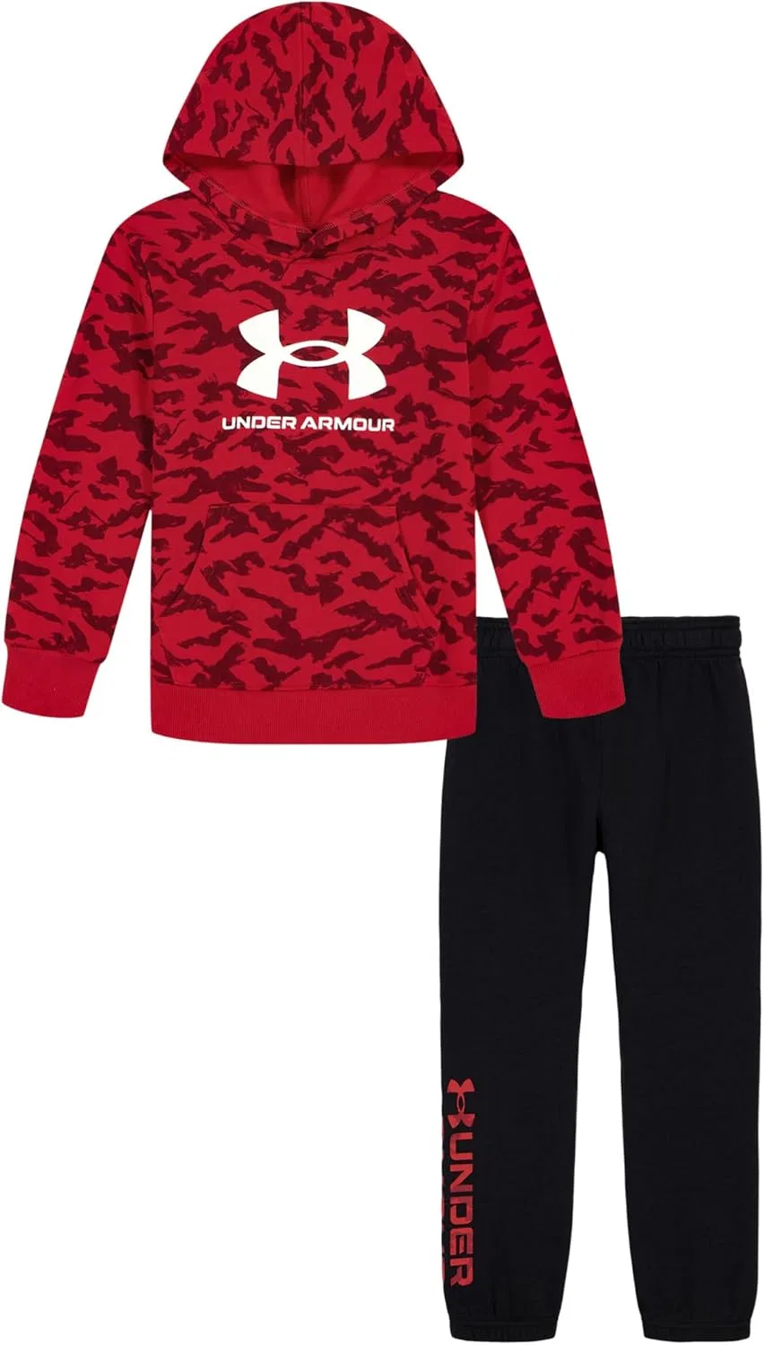 Детский спортивный костюм Under Armour, пуловер и флисовые штаны, Red Maker Camo