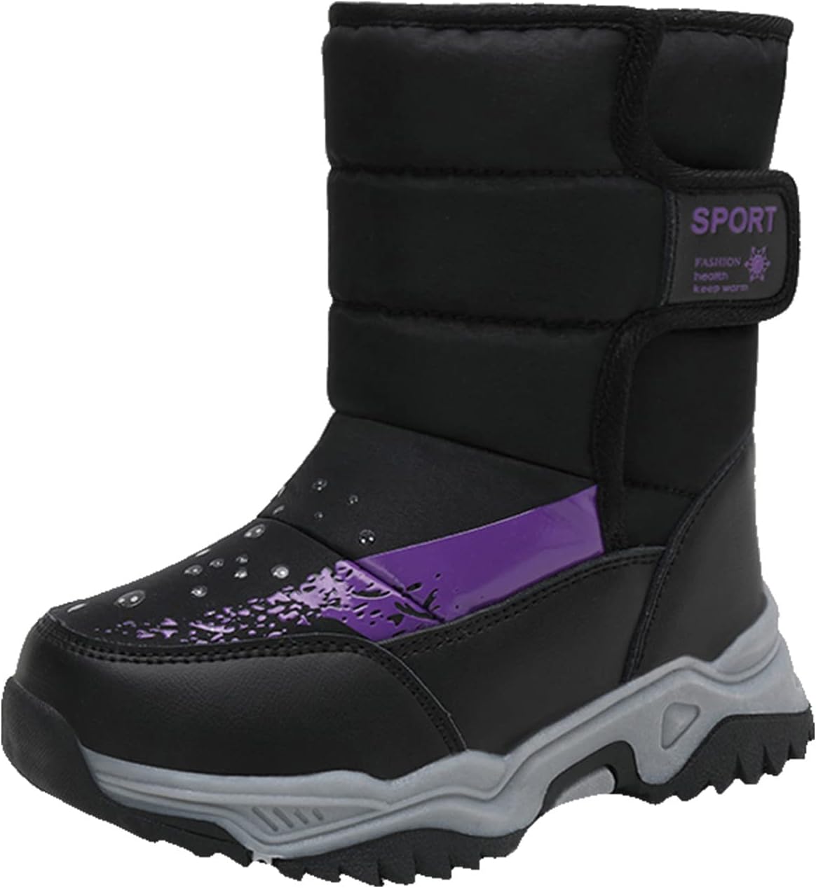 

Детские зимние сапоги для девочек с утеплителем из искусственного меха, зимние ботинки для мальчиков для активного отдыха, уютные противоскользящие ботильоны, водостойкие Generic, Black