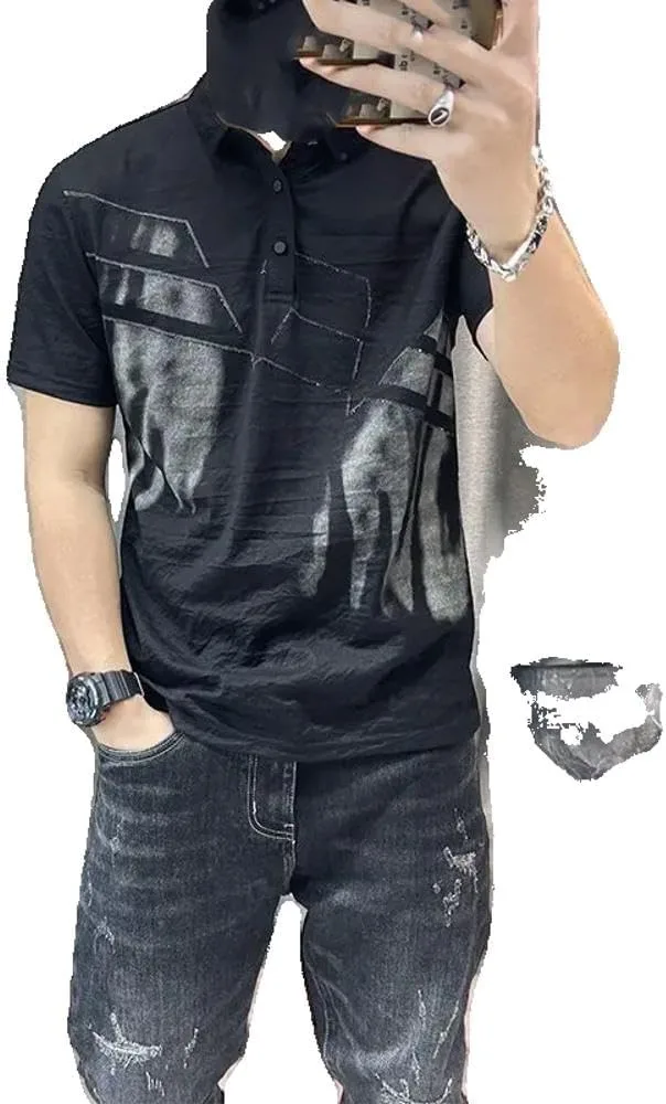 

Футболка с принтом и воротником для мужчин Xingfenly