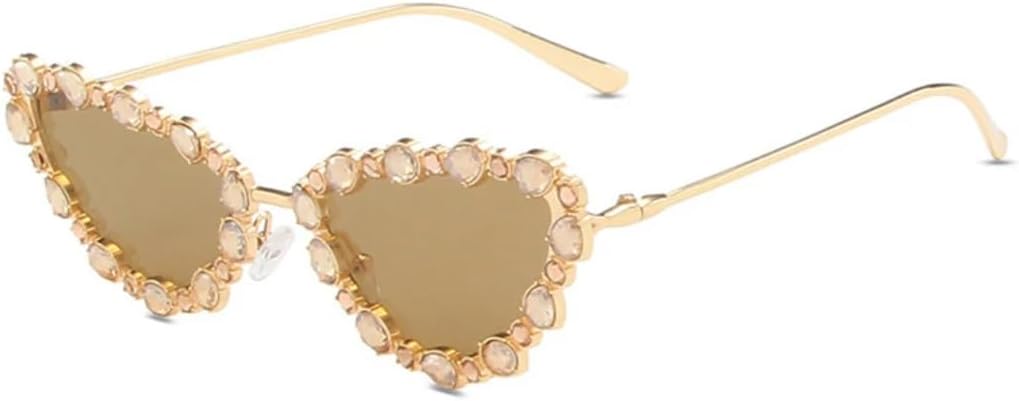 

Роскошные женские солнцезащитные очки «кошачий глаз» с кристаллами, модные мужские очки в металлической оправе с градиентным зеркальным покрытием и защитой от УФ-излучения UV400 VVTWSSW, Golden Tea