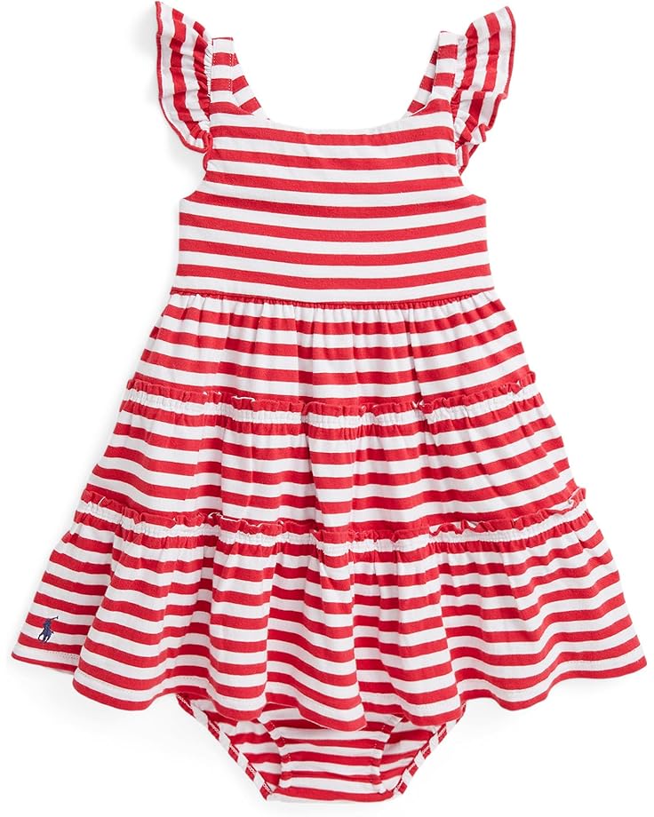 

Платье Polo Ralph Lauren Kids Striped Cotton Jersey Dress & Bloomer, цвет Starboard Red/White Stripe/Boathouse Navy